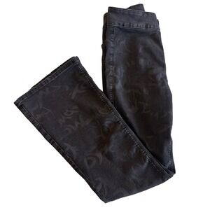Topshop Bell Bottom Flare Jeans‎ Gray & Black Tribal High Rise Stretch US SZ 9